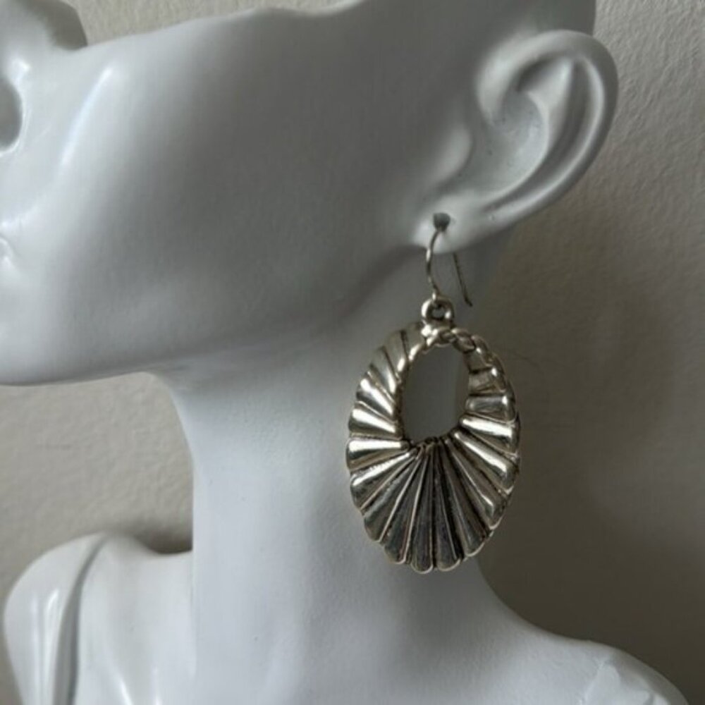 E&L Twist Textured Sterling Silver Electroform Earrings Israel 2.5” long